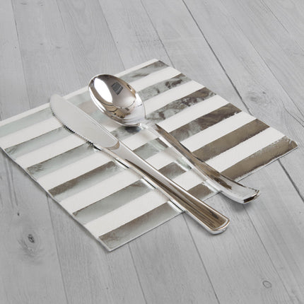 Servilletas Plateadas Rayas 33cm 16pcs