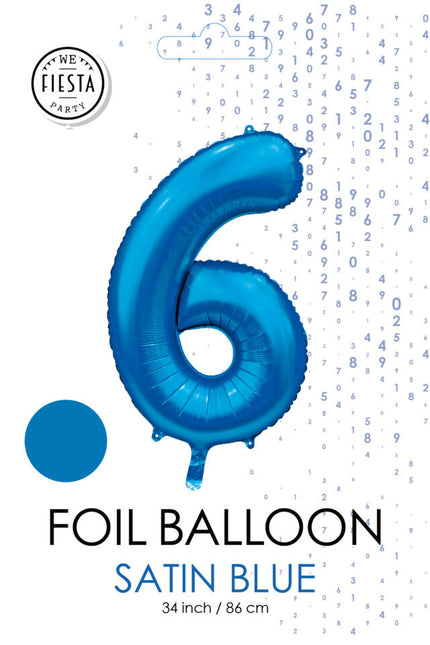 Globo Figura Azul 6 Años Brillo 86cm