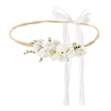 Diadema Flor Lazo Blanco