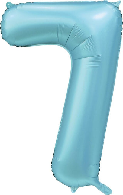 Globo Figura Azul Claro 7 Años Brillo 86cm