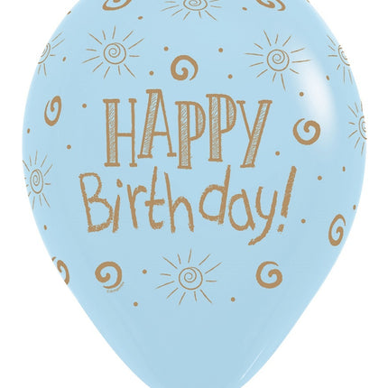 Globos Feliz Cumpleaños Sol Pastel Mate Mix 30cm 25pcs