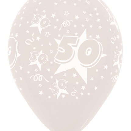 Globos Número 50 Estrellas Cristal 30cm 25pcs