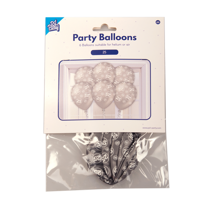Globos 25 Años Plata 30cm 6pcs
