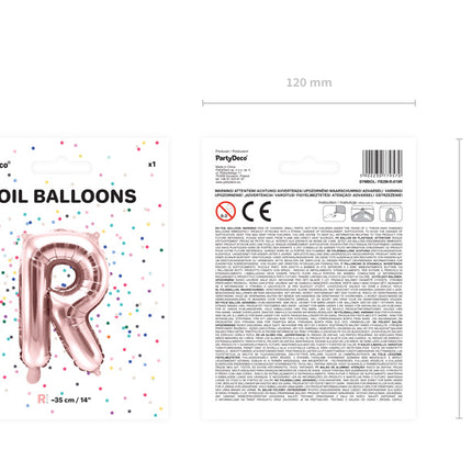 Globo Letra R Oro Rosa Vacío 35cm