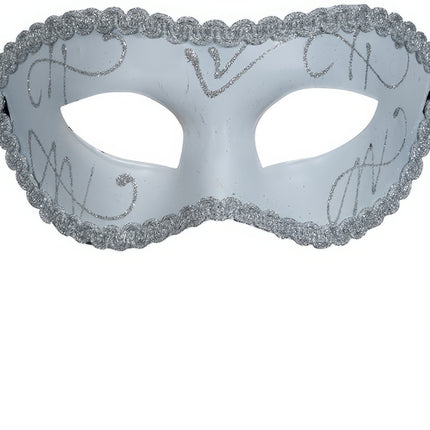 Antifaz Veneciano Blanco Plata