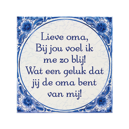 Azulejo azul de Delft Querida abuela 14,5cm