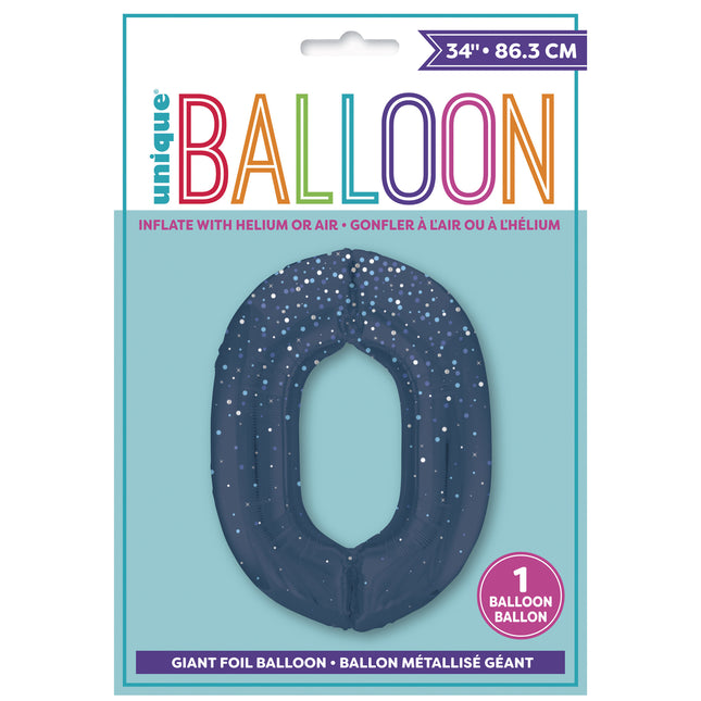 0 Año Figura Globo Azul Oscuro Lunares 86cm