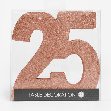 Decoración de Mesa Oro Rosa Figura 25 Purpurina 20,5cm