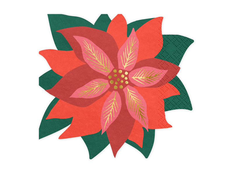 Servilletas Estrella de Navidad Roja 15.5cm 20pcs