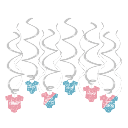 Decoración colgante Gender Reveal 14cm 12pcs