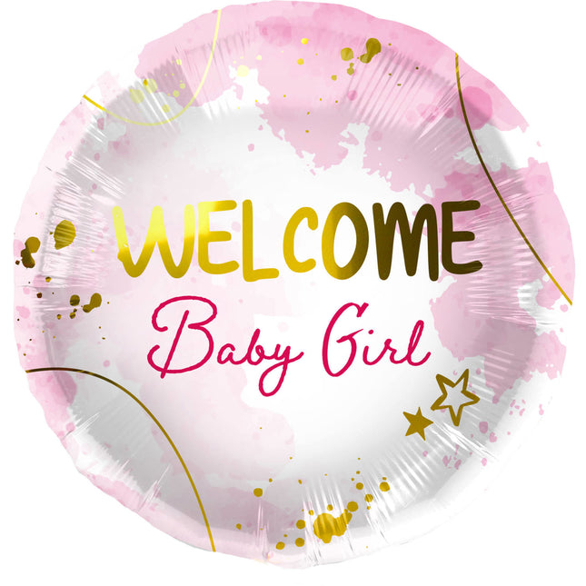 Globo de Helio Welcome Girl Rosa Vacío 45cm