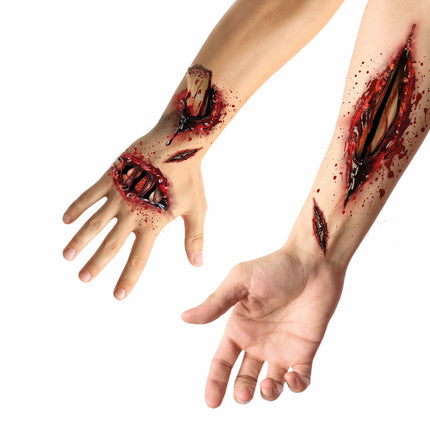 Tatuajes falsos de Halloween Heridas abiertas