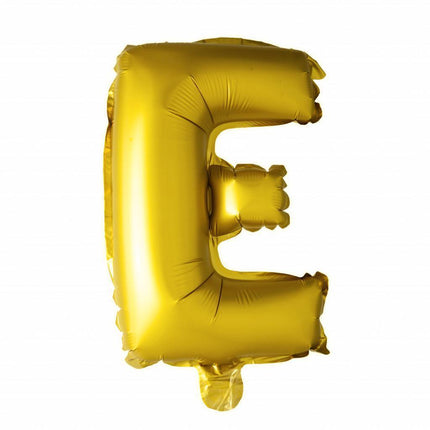 Globo Letra E Oro 41cm con Pajita