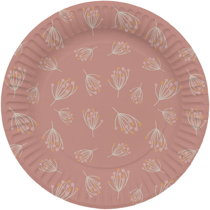 Platos Flores Rosa 23cm 8pcs