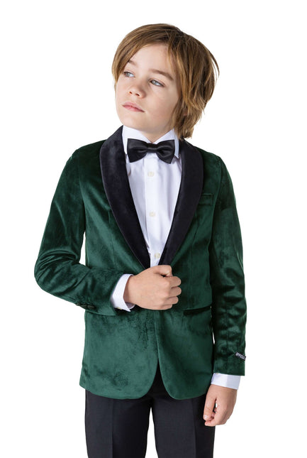Blazer de terciopelo verde oscuro chico <tc>OppoSuits</tc>