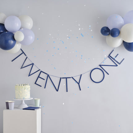 Guirnalda Azul 21 Años Con Globos 1,5m