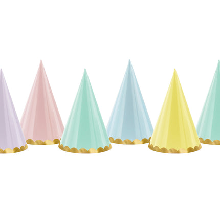 Sombreros de Fiesta de Colores Pastel 16cm 6pcs