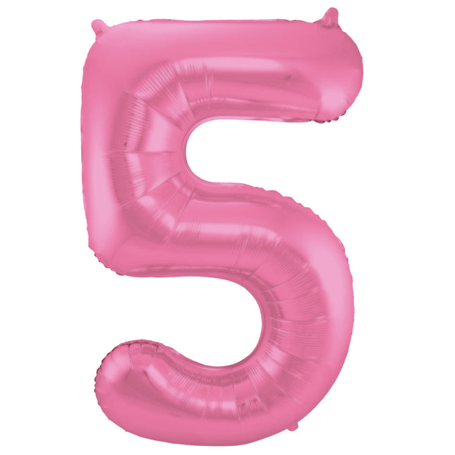 Globo Foil Figura 5 Rosa Mate XL 86cm vacío