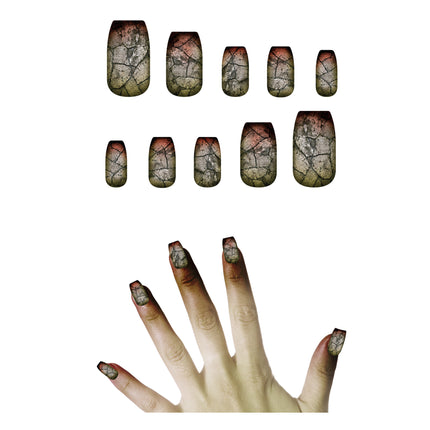 Halloween Uñas postizas Zombie 10pcs