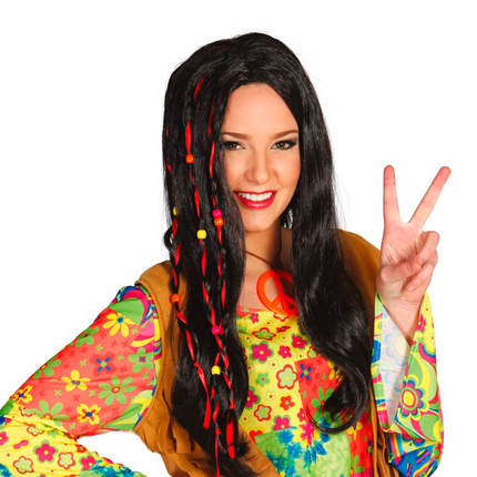 Peluca Hippie Negra