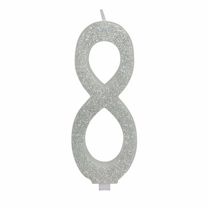 Vela Plata 8 Años Purpurina 12,5cm