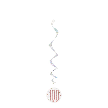 Decoración Colgante 100 Años Oro Rosa 81cm 6pcs