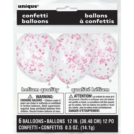 Globos Confeti Rosa 40cm 6pcs