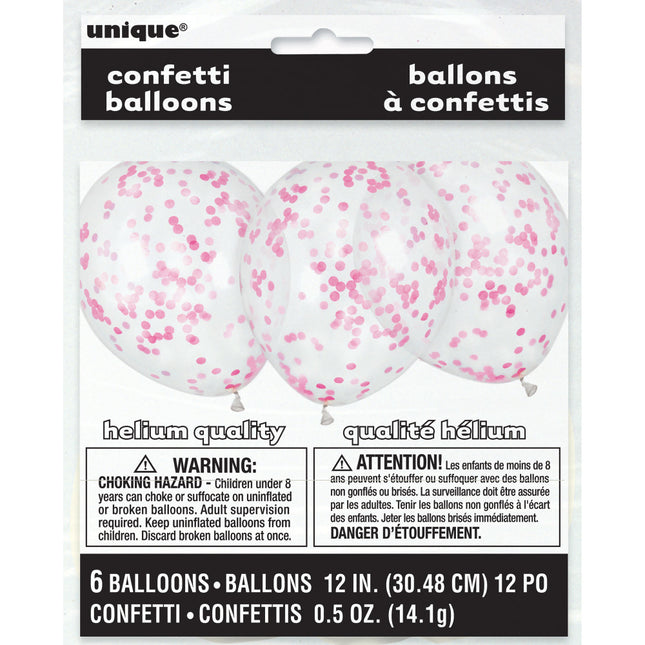 Globos Confeti Rosa 40cm 6pcs