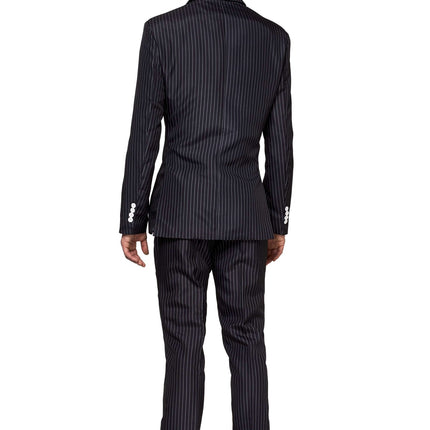 Traje negro de raya diplomática para hombre <tc>Suitmeister</tc>