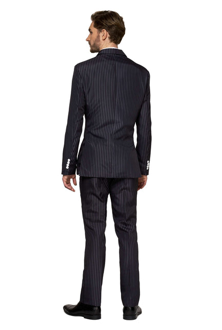 Traje negro de raya diplomática para hombre <tc>Suitmeister</tc>