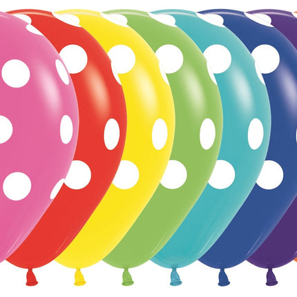 Globos Mezcla Lunares Blancos 30cm 25pcs
