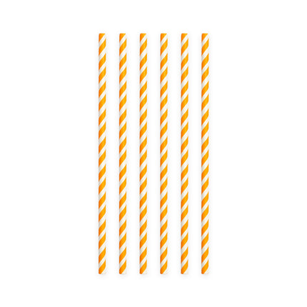 Pajitas de Papel Naranja Rayas 19.7cm 20pcs