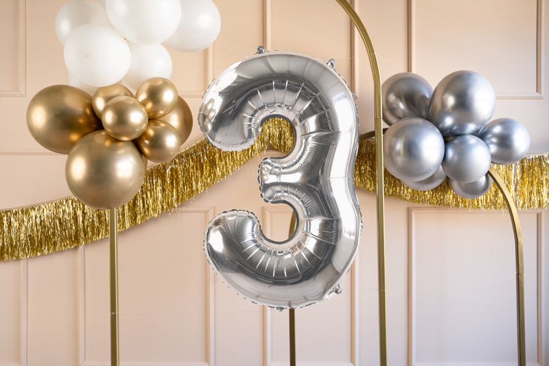 Globo Figura 3 Años Plata Vacío 72cm