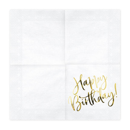 Servilletas Blancas Feliz Cumpleaños 33cm 20pcs