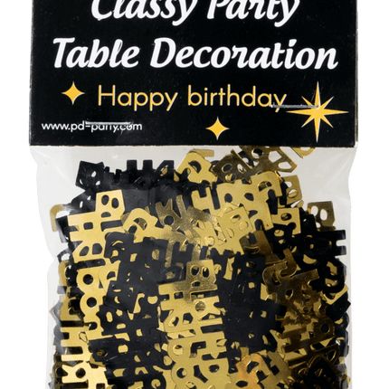Confeti de mesa Feliz Cumpleaños Oro/Negro 20gr