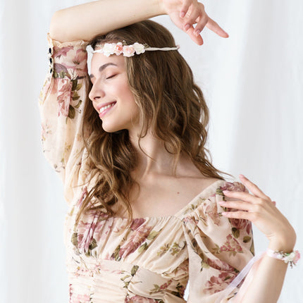 Diadema Floral Melocotón