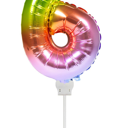 Globo Foil Figura 6 Arco Iris 36cm con Palo