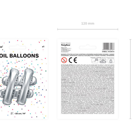 Globo Letra # Plata Vacío 35cm