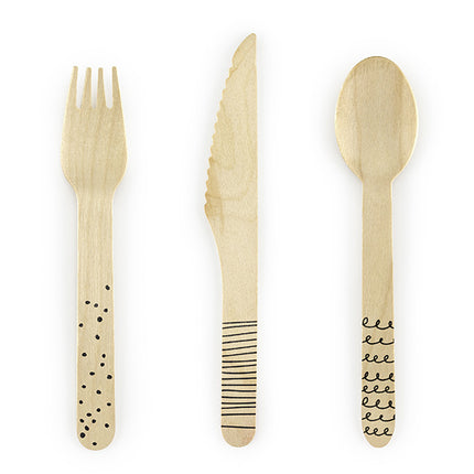 Cubiertos de Madera Negro 16cm 18 piezas