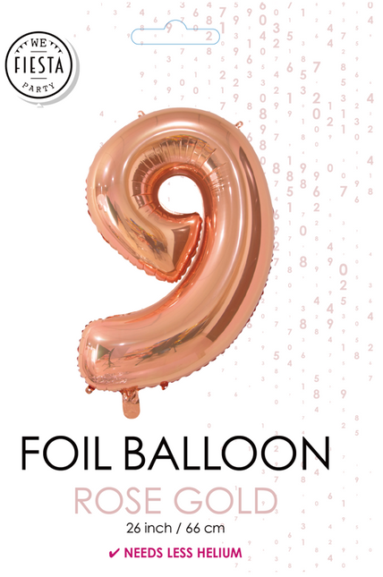 Globo de foil Figura 9 Oro Rosa 66cm