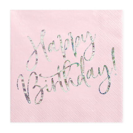 Servilletas Feliz Cumpleaños Rosa Claro 33cm 20pcs