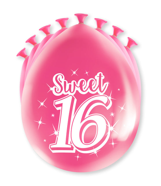 Dulces 16 Globos 16 Años Rosa 30cm 8pcs