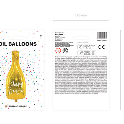 Globo de Helio Botella Feliz Año Nuevo Vacía 82cm