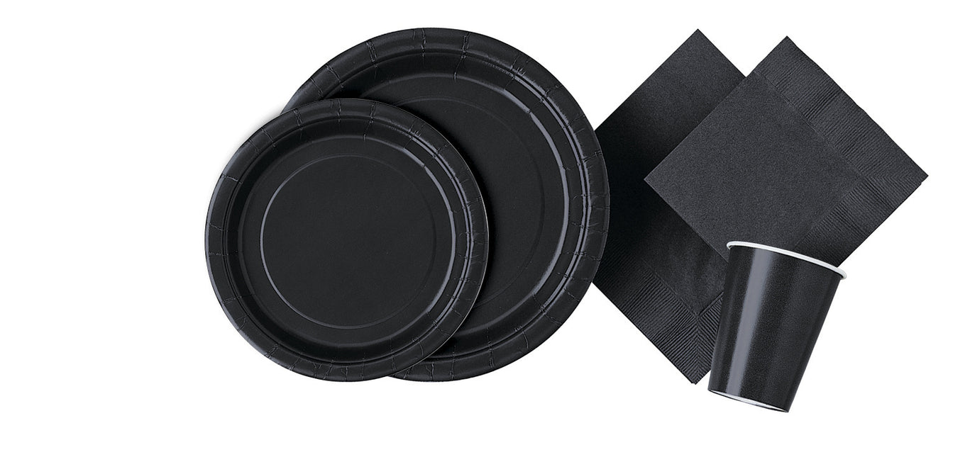 Platos Negro 22cm 8pcs