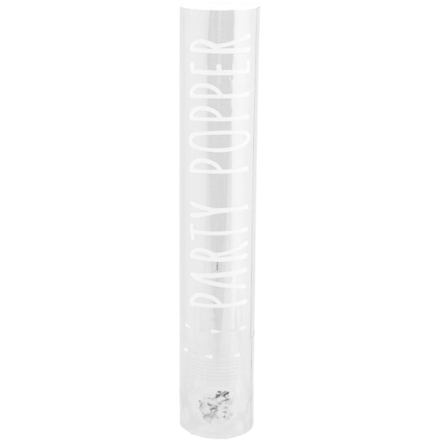 Cañón de confeti plata 28cm