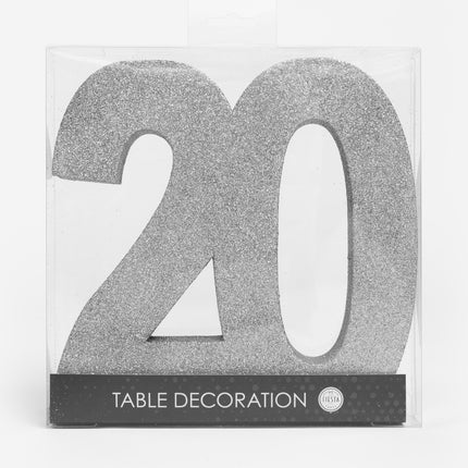 Decoración de mesa plateada Figura 20 Purpurina 20,5cm