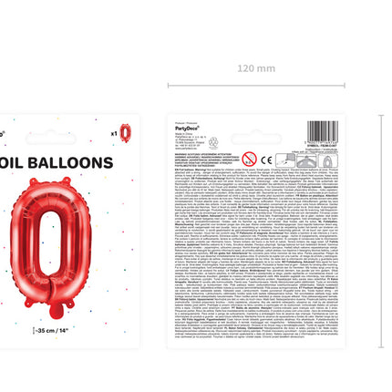 Globo Letra O Rojo Vacío 35cm