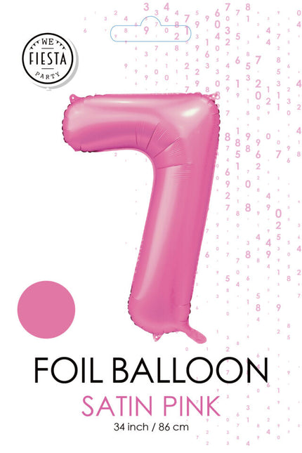 Globo Figura Rosa 7 Años Brillo 86cm