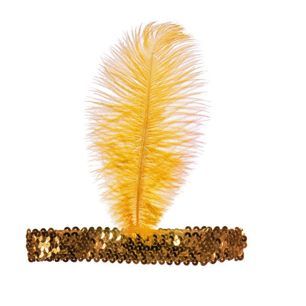 Diadema Charleston Dorada Con Pluma