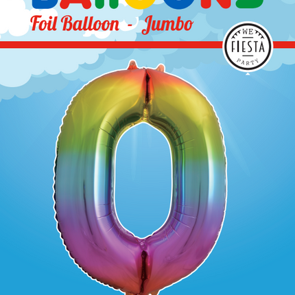 Globo Foil Figura 0 Arco Iris XL 86cm vacío